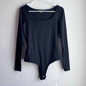 Banana Republic Soft Stretch Tee Black Long Sleeve Bodysuit